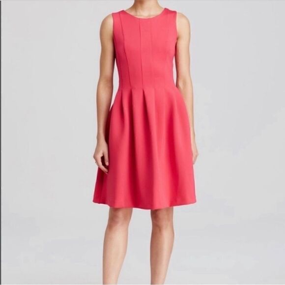 Calvin Klein Pink Fit and Flare Pleated Scuba Dress| Size 8 - Picture 1 of 8